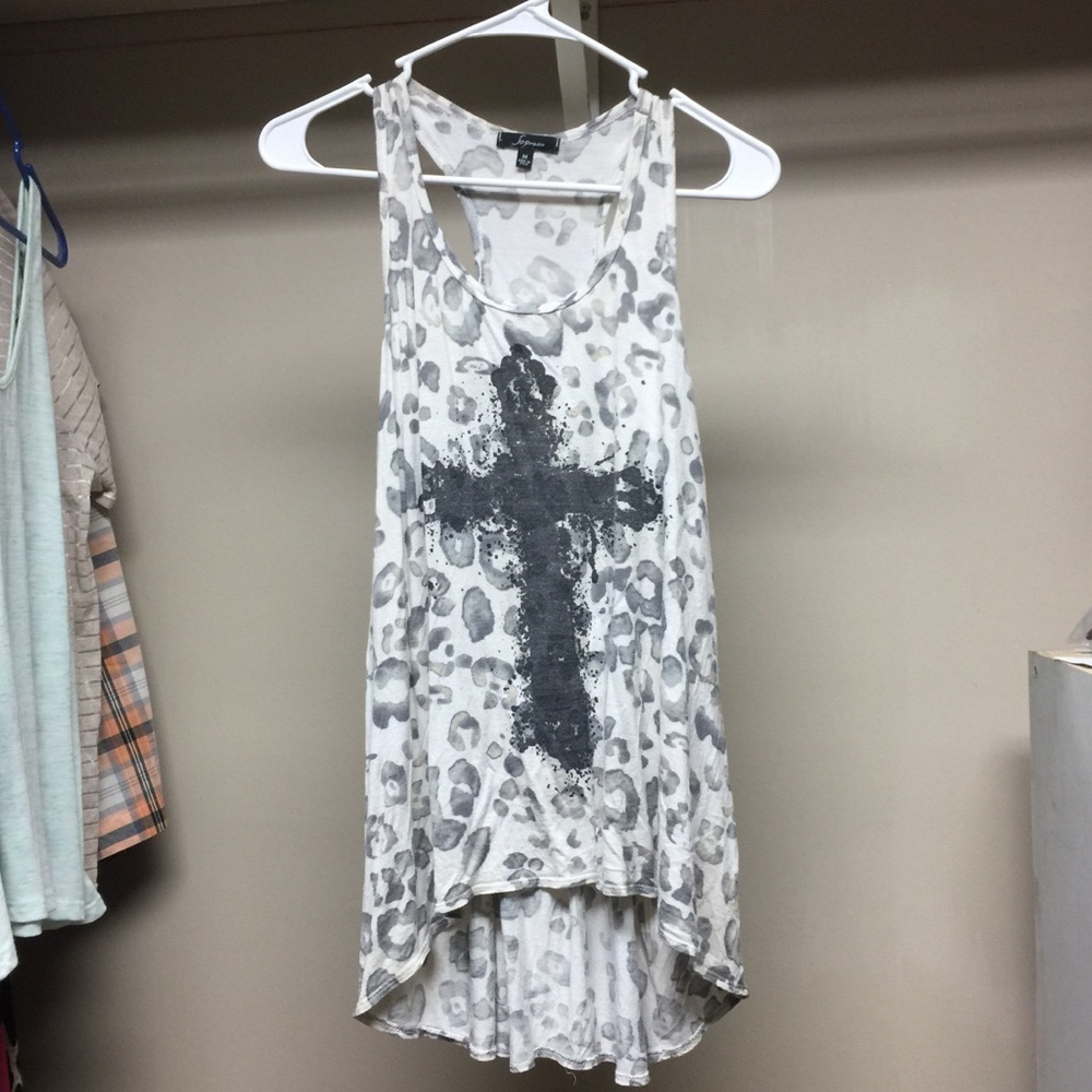 Cheetah & Cross High Low Tank Top 5/$25